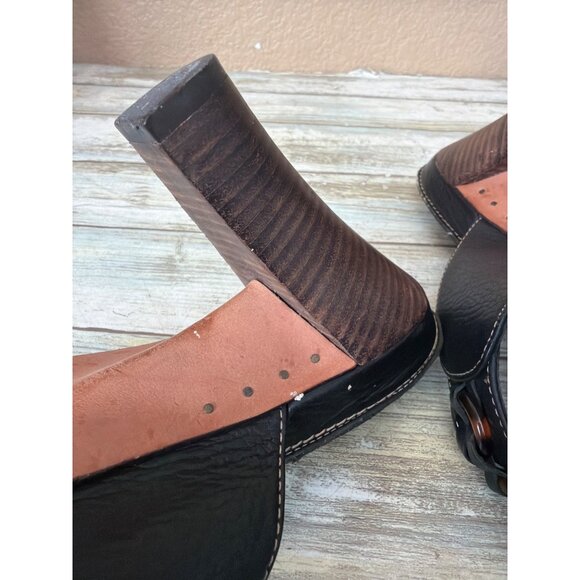 Frye Black Leather Thong Sandals Tortoise Chain Detail Women’s Sz 9 Pre-owned - Picture 11 of 14